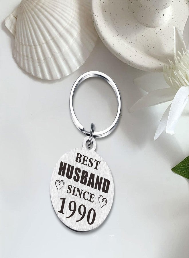 TANWIH 35th Wedding Anniversary Keychain Gifts, Best Husband Since 1990, 35 Year Anniversary Decoration for Him Men - Image 2